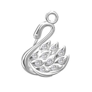 Zawieszka - łabędź z kryształami Swarovskiego*srebro AG 925*CHARM 0142 ver.2 11x15,2 mm