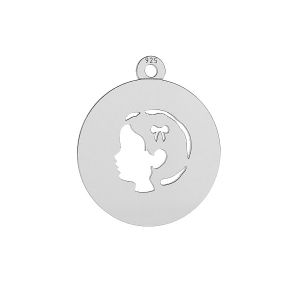 Zawieszka - blaszka okrągła z głową dziewczynki*srebro AG 925*LK-0551 - 0,50 14x16 mm