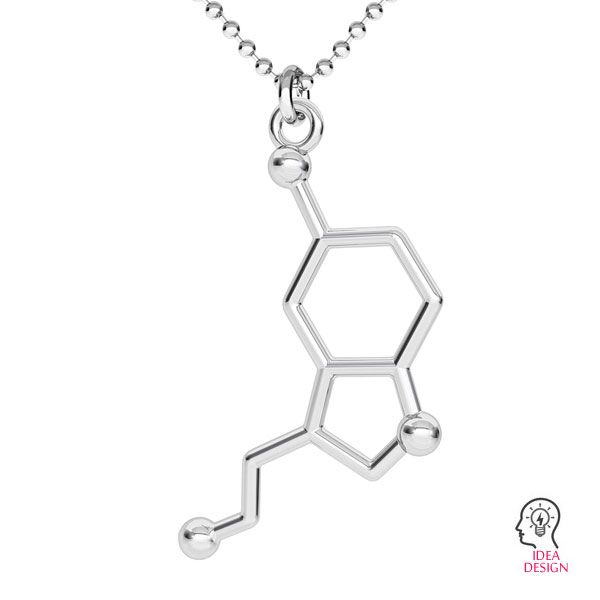 Serotonina zawieszka wzór chemiczny, srebro 925, ODL-00325