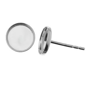 Kaboszon srebrny baza kolczyki sztyft, srebro 925, FMG ROUND 8 MM KLS - 1,30 MM