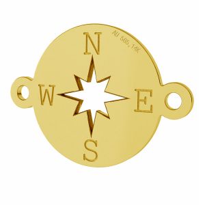 Zawieszka łącznik kompas, róża wiatrów, ze złota próby 585, LKZ-01318 - 0,30