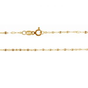Złoty łańcuszek z zamkiem, splot ankier gnieciona blaszka*złoto AU 585*SG-FBL 030 45 cm