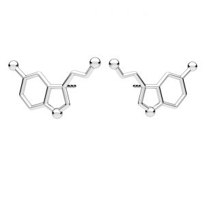 Kolczyk sztyft - wzór chemiczny (L+R) - serotonina*srebro AG 925*KLS ODL-00463 9,5x15,5 mm
