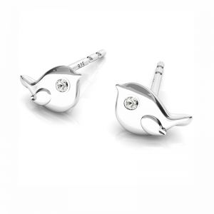 Kolczyki ptak z kryształem Swarovski, srebro 925, ODL-00511 KLS (L+P)