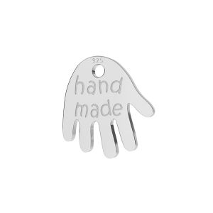 Blaszka wykończeniowa ręka z napisem hand made*srebro AG 925*LKM-2164 - 0,50 9x9,6 mm