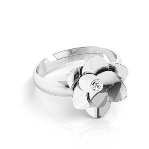 Pierścionek uniwersalny - róża z kryształem Swarovskiego - CRYSTAL*srebro AG 925*U-RING ODL-00041