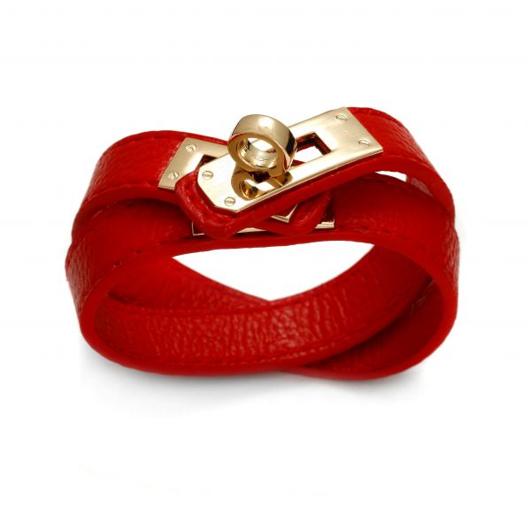 Czerwona bransoletka z rzemienia - Hermes, MODEL 338
