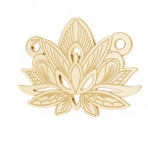 Złota zawieszka łącznik ażurowy - kwiat lotosu*złoto AU 585*LKZ14K-50050 - 0,30 12,3x15,8 mm