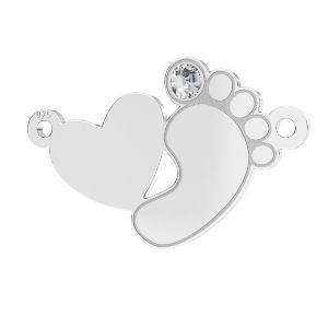 Zawieszka łącznik - stópka dziecka serce z kryształem*srebro AG 925*LKM-2647 - 0,50 12,8x20,1 mm