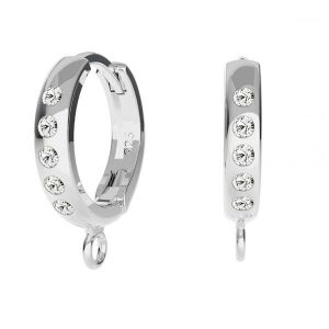 Bigiel angielski z kryształami - okrągły typu kajdanki do podwieszania*srebro AG 925*OWS-00515 / ODL-00756 BZO 13,5x17 mm ver.2