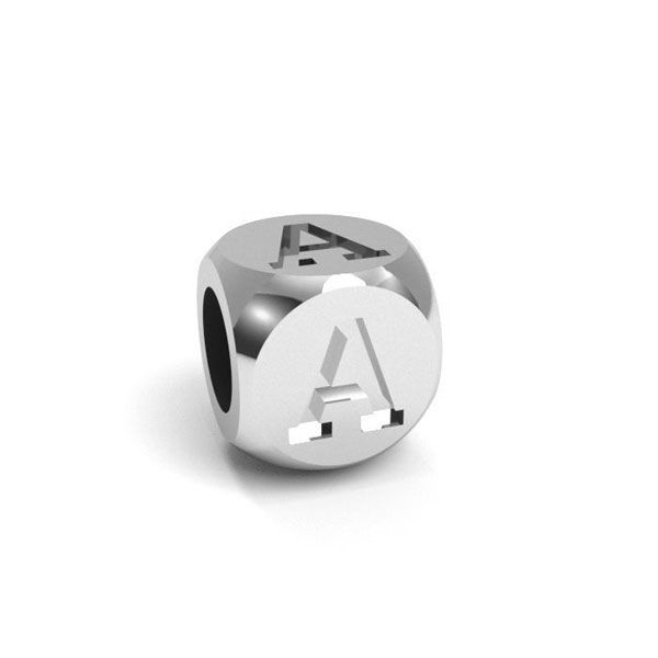 Zawieszka - kostka litera A*srebro AG 925*CUBE A 4,8x4,8 mm