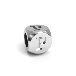 Zawieszka - kostka litera P*srebro AG 925*CUBE P 4,8x4,8 mm