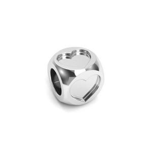 Zawieszka - kostka z symbolem serca*srebro AG 925*CUBE HEART 4,8x4,8 mm