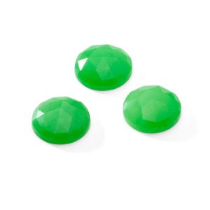 Okrągły kamień, płaski spód, ROUND ROSE CUT 14,9 mm, Jadeit jasno zielony, GAVBARI