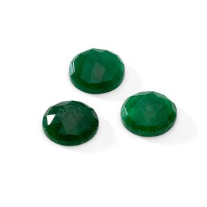 Okrągły kamień, płaski spód, ROUND ROSE CUT 14,9 mm, Jadeit ciemno zielony, GAVBARI