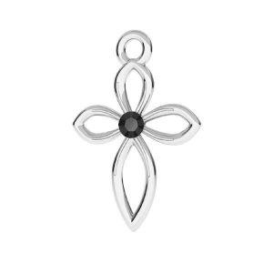 Zawieszka ażurowa - krzyż z czarnym kryształem Gavbari*srebro AG 925*ODL-00185 ver.3 13,5x20 mm