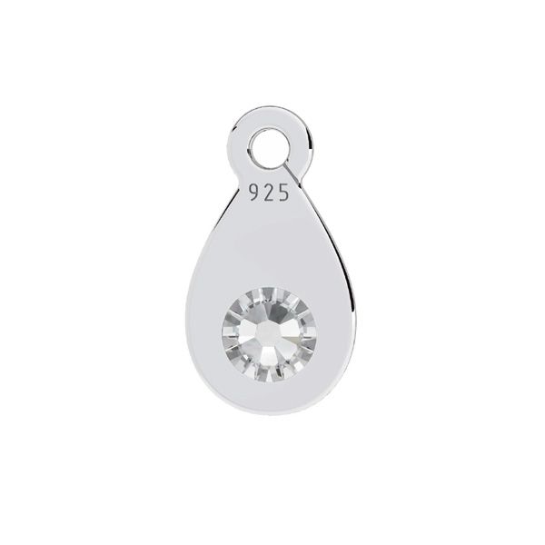 Blaszka cechowa, wykończeniowa typu łezka z odginanym kółkiem i kryształem*srebro AG 925*LKM-3110- 0,50 5x9 mm