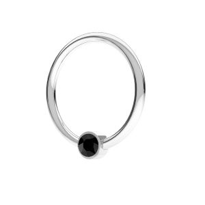 Zawieszka - kółko z czarnym kryształem*srebro AG 925*ODL-00703 13,5 mm ver.3