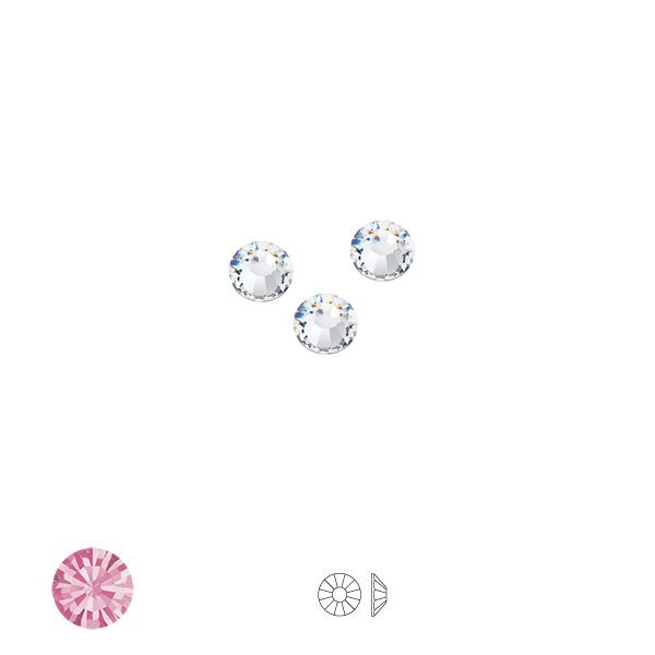 Różowy okrągły kryształ 2 mm z płaskim spodem i klejem - hotfix, Chaton Rose MAXIMA ss6 rose DF, PRECIOSA