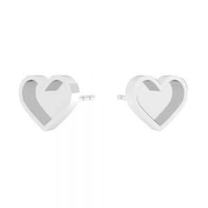 Kolczyk sztyft - serce, oprawa do żywicy*srebro AG 925*KLS ODL-01117 6,5x7,4 mm