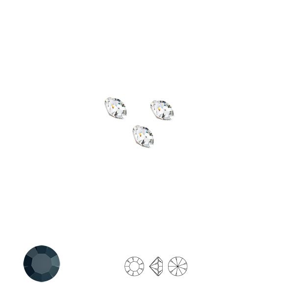 Czarny okrągły kryształ 1,2 mm stożek - hotfix, Chaton MAXIMA ss1/pp4 jet DF, PRECIOSA