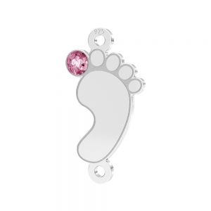 Zawieszka łącznik - stópka dziecka z różowym kryształem*srebro AG 925*LKM-3315 - 0,50 9x17 mm (pink crystal)
