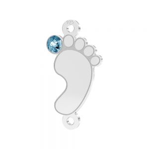 Zawieszka łącznik - stópka dziecka z niebieskim kryształem*srebro AG 925*LKM-3315 - 0,50 9x17 mm (aqua crystal)