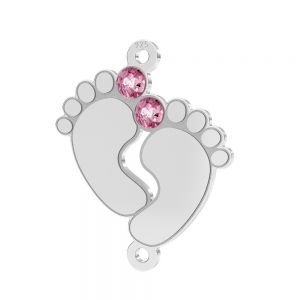 Zawieszka łącznik - stópki dziecka z różowymi kryształami Preciosa*srebro AG 925*LKM-3314 - 0,50 16x19,5 mm (pink crystal)