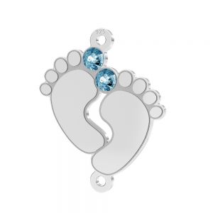 Zawieszka łącznik - stópki dziecka z niebieskimi kryształami Preciosa*srebro AG 925*LKM-3314 - 0,50 16x19,5 mm (aqua crystal)