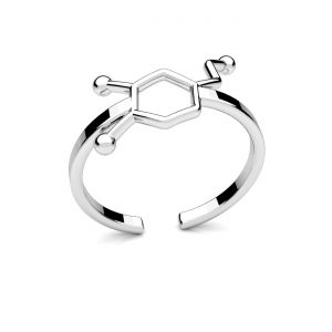 Pierścionek uniwersalny - wzór chemiczny - dopamina*srebro AG 925*U-RING ODL-00613 10,5x16 mm