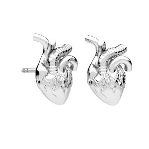 Kolczyk sztyft - serce anatomiczne odlew*srebro AG 925*KLS ODL-01295 8x12,5 mm