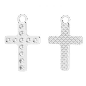 Zawieszka - krzyżyk z kryształami*srebro AG 925*OWS-00244 ver.2 12,3x20 mm