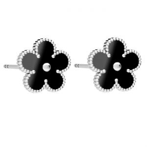 Kolczyk sztyft - kwiatek, czarna żywica*srebro AG 925*KLS ODL-01376 10,2x10,2 mm ver.2