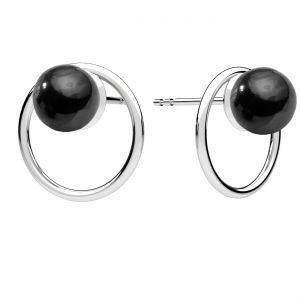 Kolczyk sztyft - obręcz, czarna perła*srebro AG 925*KLS ODL-01502 13,5x13,5 mm ver.3