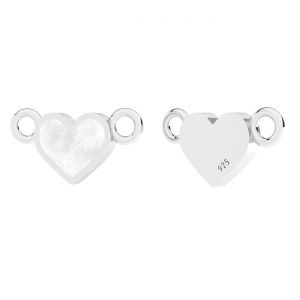 Zawieszka łącznik - serce, biała żywica*srebro AG 925*CON-2 ODL-01434 6,7x15 mm ver.4