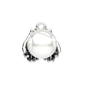 Zawieszka dłonie - biała perła*srebro AG 925*CON-1 OWS-00970 13,2x14 mm ver.2