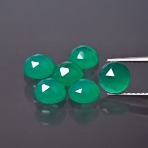 Okrągły kamień, rozeta - agat zielony 4 MM