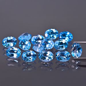 Owalny kamień, stożek - topaz swiss blue 6x4 MM