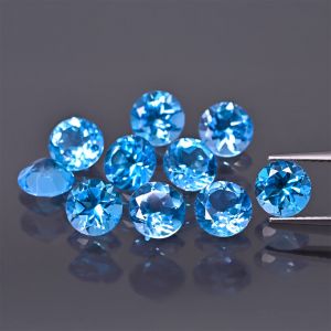 Okrągły kamień, stożek - topaz swiss blue 6 MM