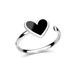 Pierścionek uniwersalny - serce, czarna żywica*srebro AG 925*U-RING OWS-01185 8,8x18,8 mm ver.2