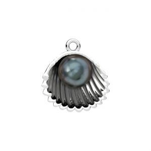 Zawieszka muszelka - czarna perła 6mm*srebro AG 925*CON-1 ODL-01620 15,7x17 mm ver.3