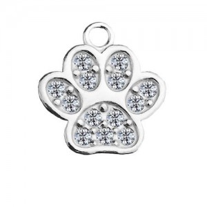 Pendant - dog paw with stones*sterling silver AG 925*S-CHARM 419  