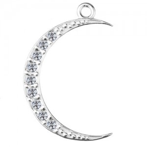 Pendant - moon with stones*sterling silver AG 925*S-CHARM 538  