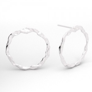 Stud earring - circle with wavy surface*sterling silver AG 925*SZ 173