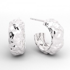 Ozdobne kolczyki na sztyfcie, małe koła z falowaną powierzchnią, srebro 925 EX 45