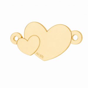 Złota zawieszka łącznik - dwa serca*złoto AU 375*LKZ9K-30022 - 0,30 8,7x17 mm